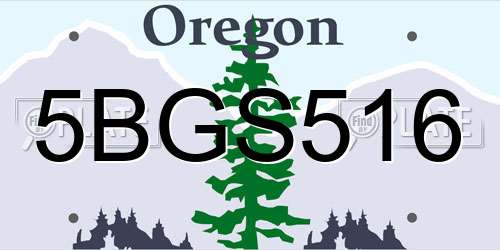 5BGS516 Oregon License Plate