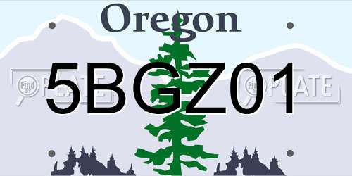 5BGZ01 Oregon License Plate