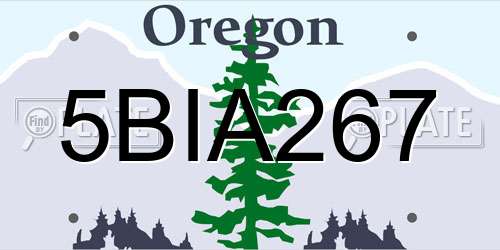 5BIA267 Oregon License Plate