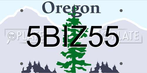 5BIZ55 Oregon License Plate