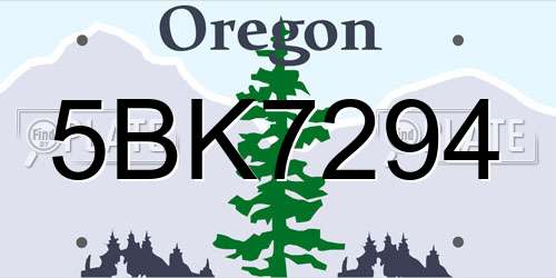 5BK7294 Oregon License Plate