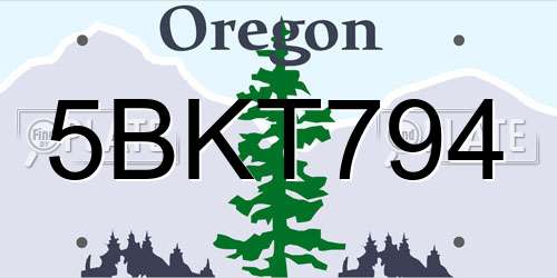 5BKT794 Oregon License Plate