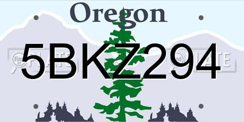 5BKZ294 Oregon License Plate