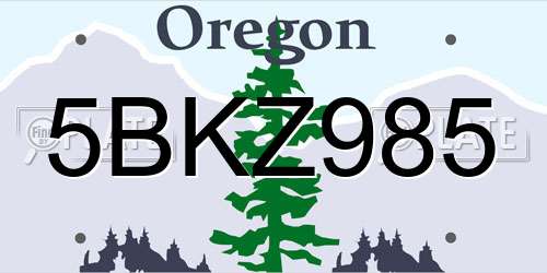 5BKZ985 Oregon License Plate