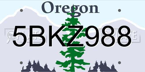 5BKZ988 Oregon License Plate