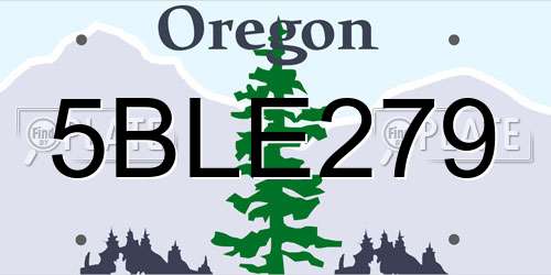 5BLE279 Oregon License Plate