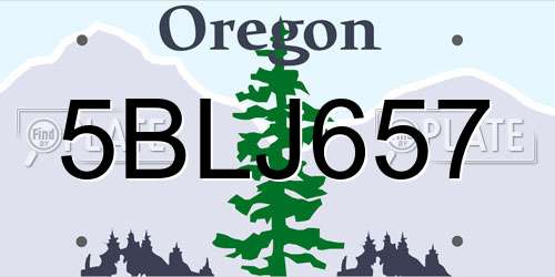5BLJ657 Oregon License Plate
