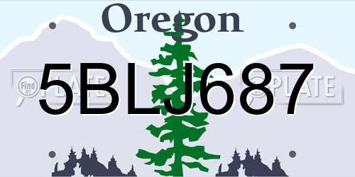 5BLJ687 Oregon License Plate