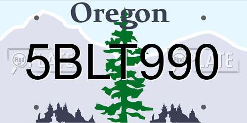 5BLT990 Oregon License Plate