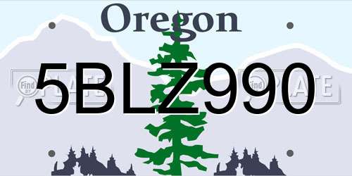 5BLZ990 Oregon License Plate