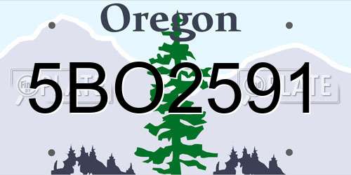 5BO2591 Oregon License Plate