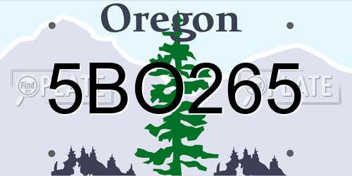 5BO265 Oregon License Plate