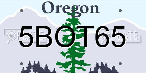 5BOT65 Oregon License Plate