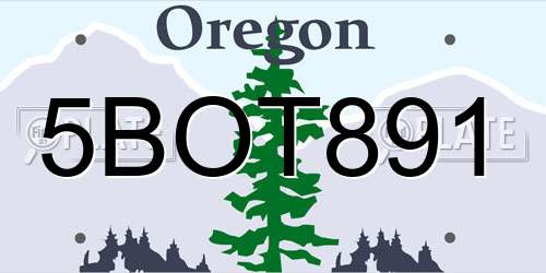 5BOT891 Oregon License Plate