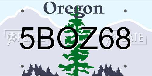 5BOZ68 Oregon License Plate