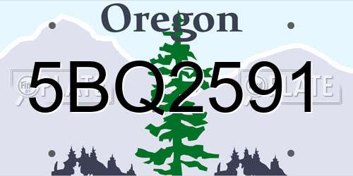 5BQ2591 Oregon License Plate