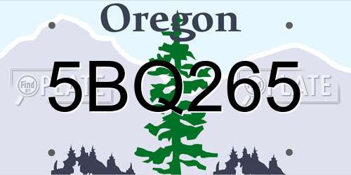 5BQ265 Oregon License Plate