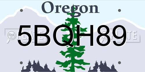 5BQH89 Oregon License Plate