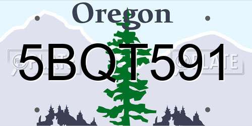 5BQT591 Oregon License Plate