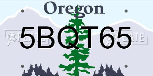 5BQT65 Oregon License Plate