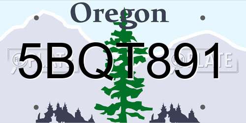 5BQT891 Oregon License Plate