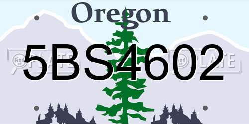 5BS4602 Oregon License Plate