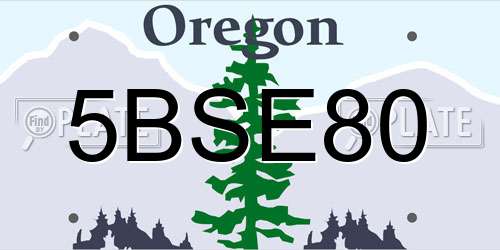 5BSE80 Oregon License Plate