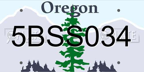 5BSS034 Oregon License Plate