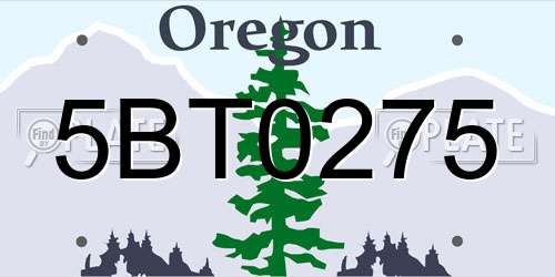 5BT0275 Oregon License Plate