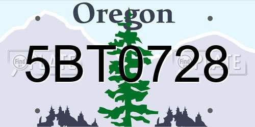 5BT0728 Oregon License Plate