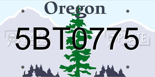 5BT0775 Oregon License Plate