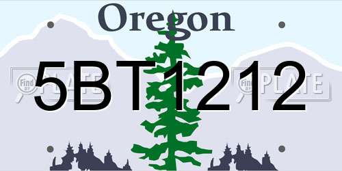 5BT1212 Oregon License Plate