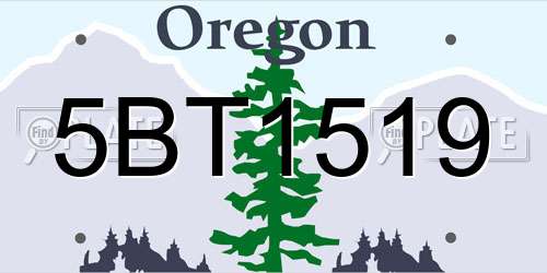 5BT1519 Oregon License Plate