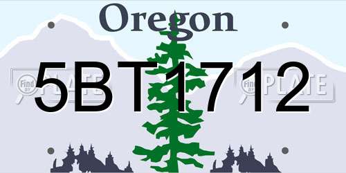 5BT1712 Oregon License Plate