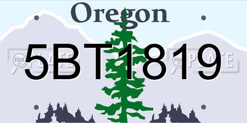 5BT1819 Oregon License Plate