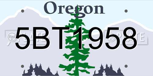 5BT1958 Oregon License Plate