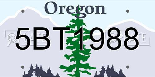 5BT1988 Oregon License Plate