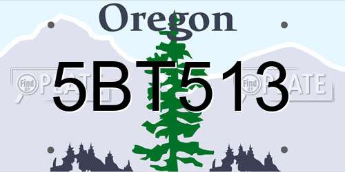 5BT513 Oregon License Plate