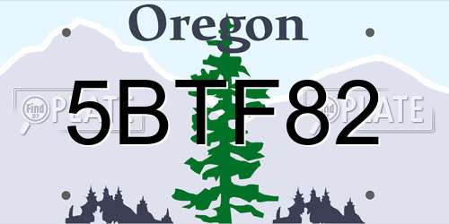 5BTF82 Oregon License Plate