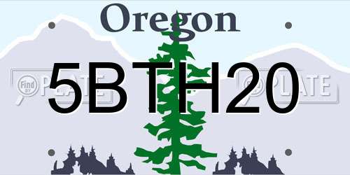 5BTH20 Oregon License Plate