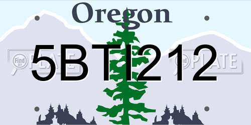 5BTI212 Oregon License Plate