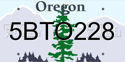 5BTO228 Oregon License Plate