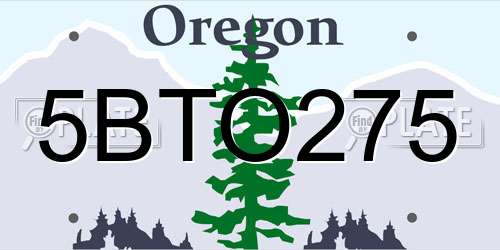 5BTO275 Oregon License Plate