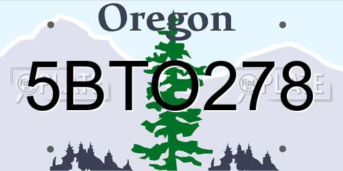 5BTO278 Oregon License Plate