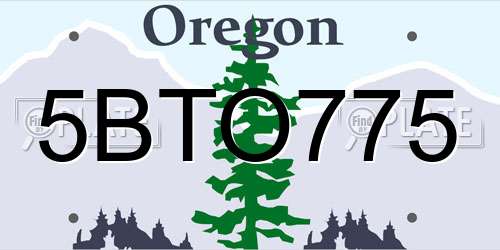 5BTO775 Oregon License Plate