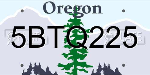 5BTQ225 Oregon License Plate