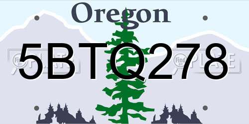 5BTQ278 Oregon License Plate