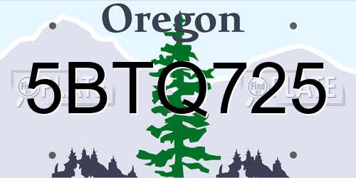 5BTQ725 Oregon License Plate