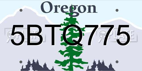5BTQ775 Oregon License Plate