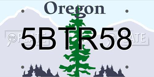 5BTR58 Oregon License Plate